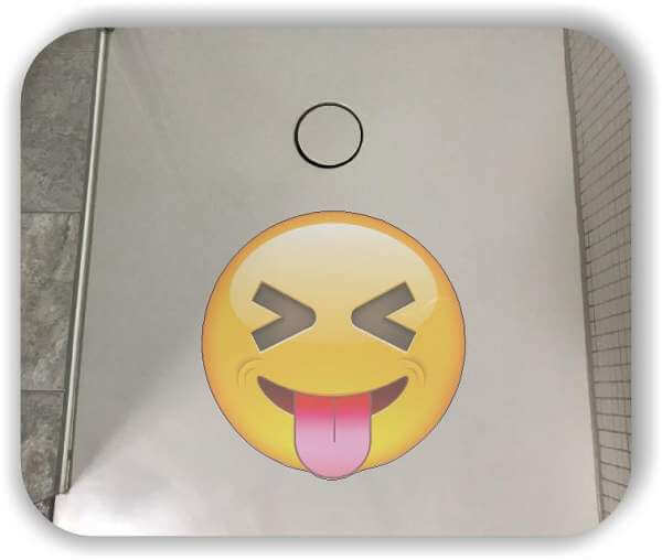 Anti Rutsch Folie mit Digitaldruck - Strichgesicht - Emoticon - Zunge raus (lange Zunge)