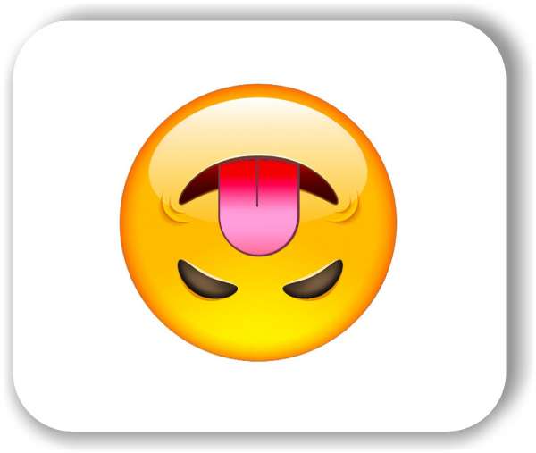 Strichgesicht - Emoticon - Über Kopf mit Zunge rausgestreckt